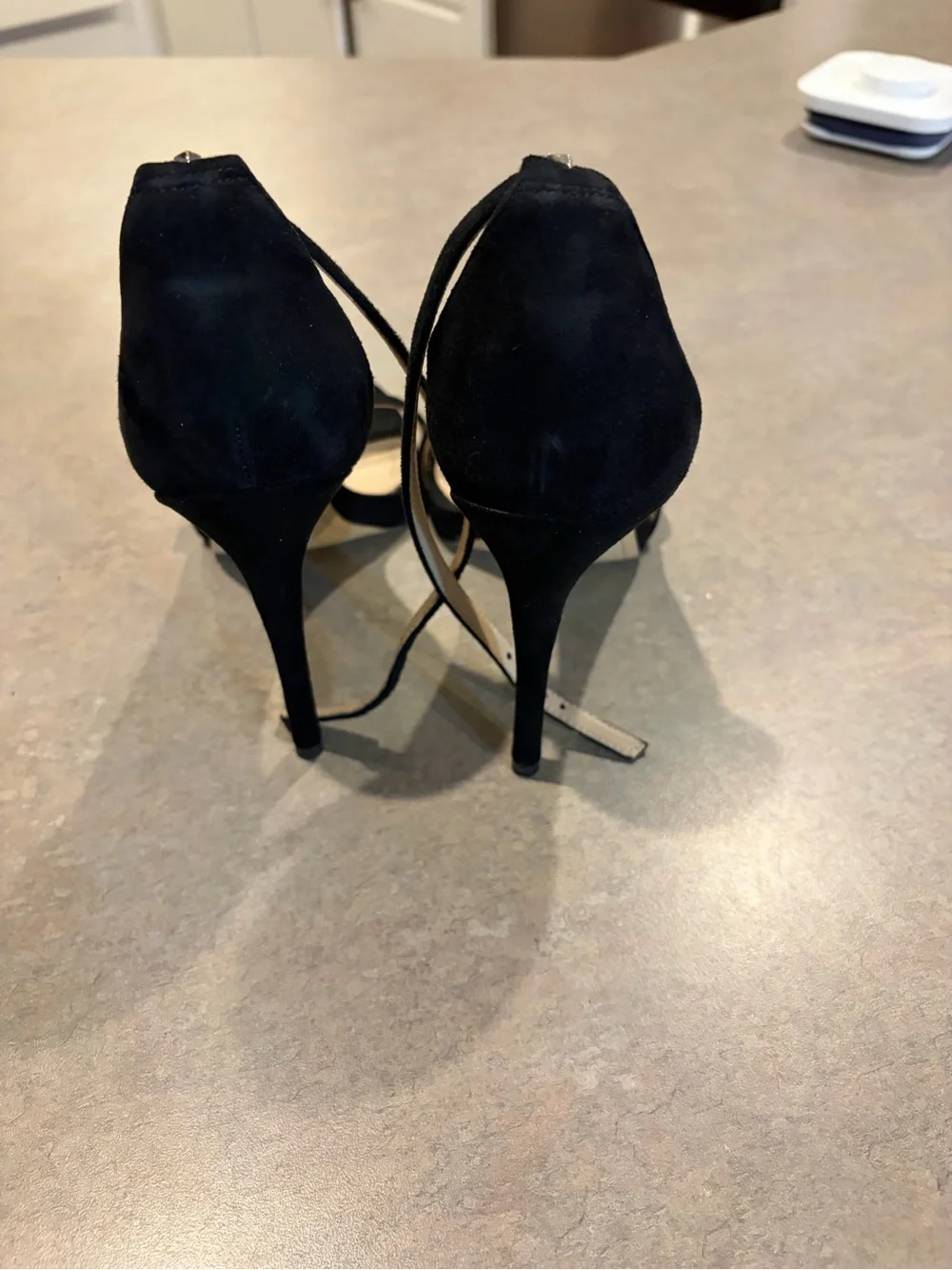Sam Edelman Black Suede Open-Toe Ankle-Strap Heels